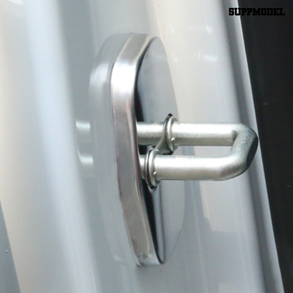 4pcs Stiker Cover Kunci Pintu Mobil Bahan Stainless Steel Untuk Peugeot 301 / 308 / 407 / 508