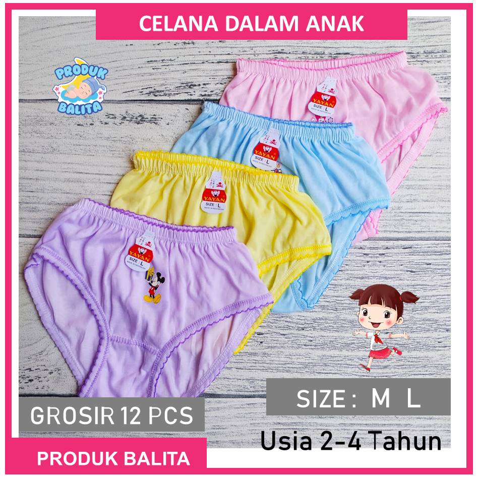 12 Pcs Celana Dalam Anak Perempuan Lusinan Motif Bergambar Kartun 1 Lusin CD Anak Cewek Murah