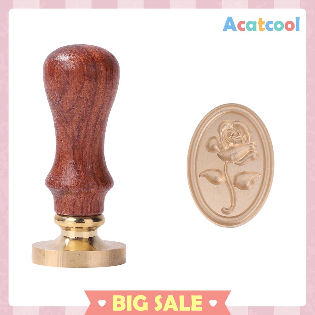 Stempel Segel Lilin Bentuk Oval Motif Bunga Mawar Retro Bahan Metal Untuk Dekorasi