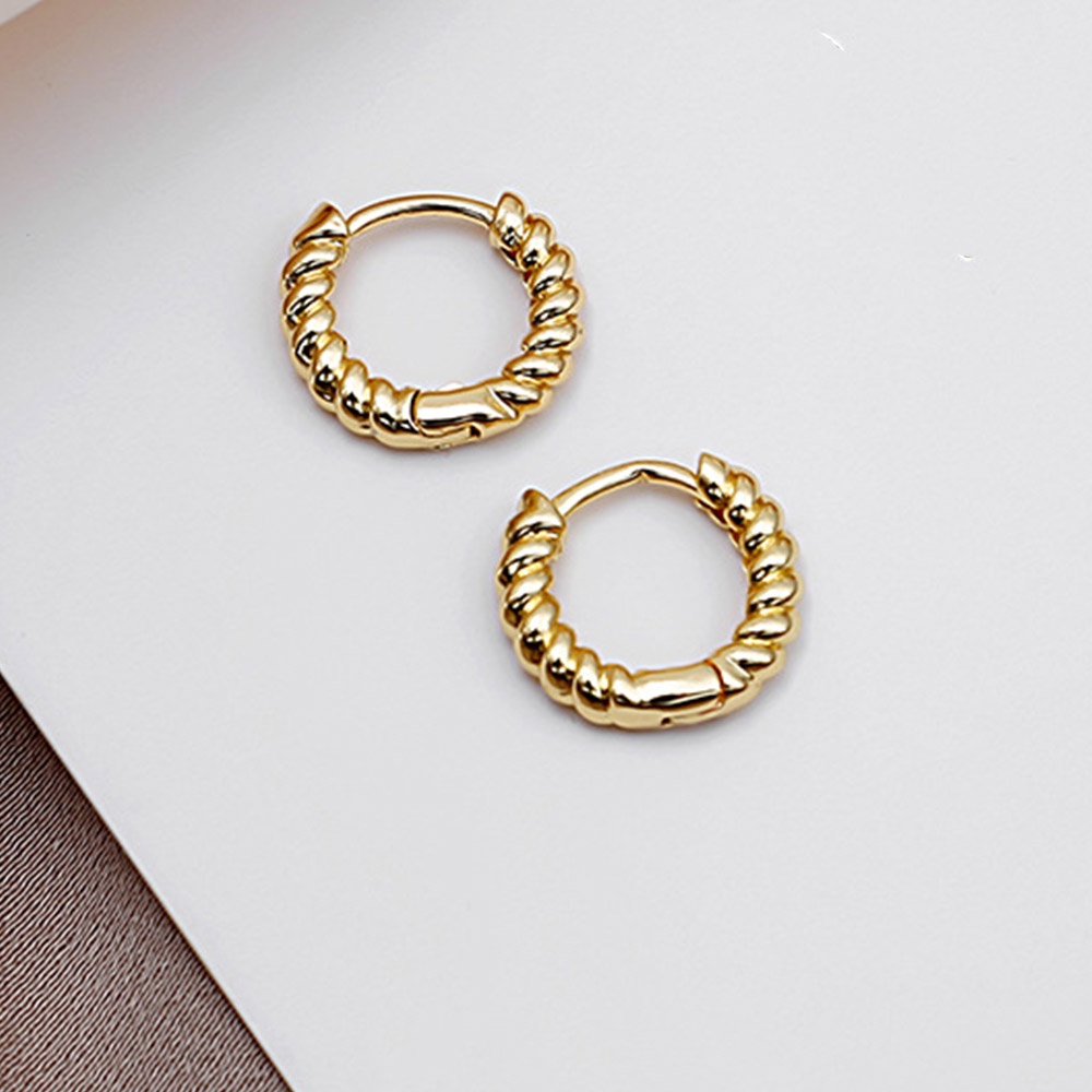 Anting Bulat Kecil Bahan Metal Lapis Emas Untuk Wanita