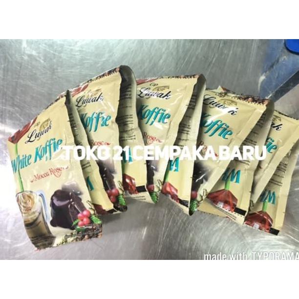 

Luwak White Koffie Mocca Rose 1 Renceng isi 10 Sachet | Kopi Coffee