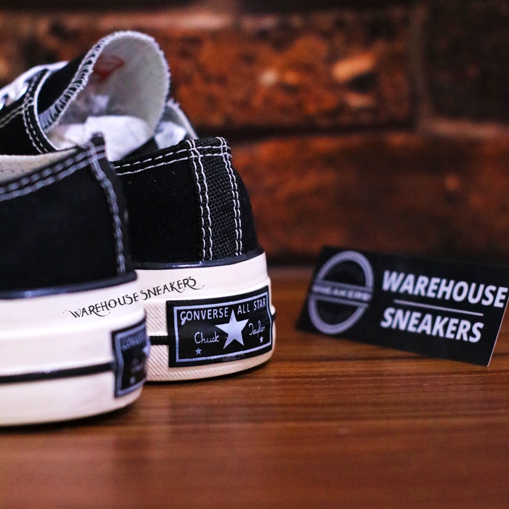 Sepatu Converse 70s Chuck Taylor Low Black White / Sneakers Konvers Konverse Hitam Putih Pendek