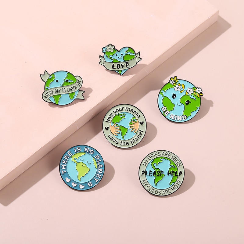 Please Help Earth Enamel Pin Custom Be Kind Hug Earth No Planet B Brooches Lapel Pin Badge Environment Jewelry Gifts For Kids