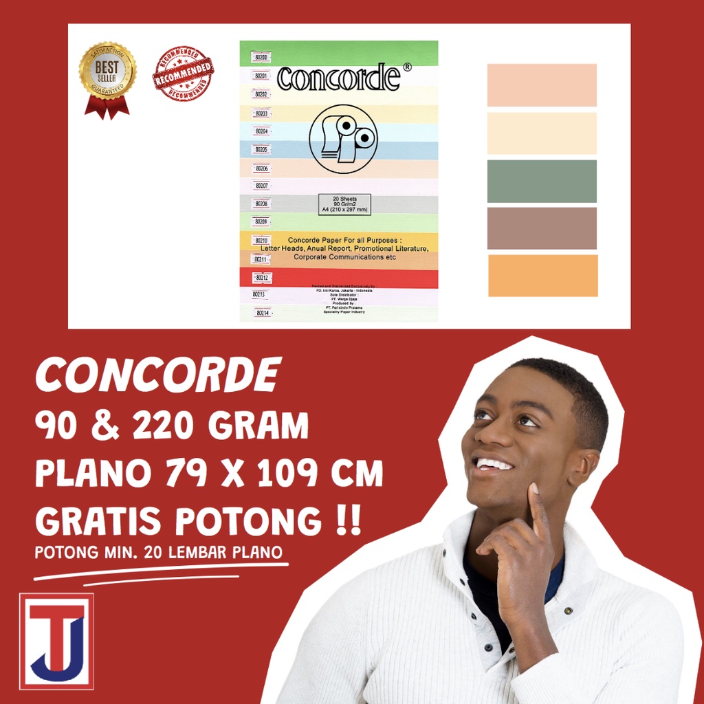 

CONCORDE 90 - 220 GRAM UKURAN PLANO (79 X 109 CM )/ F4 / A4 Warna Krem / Cream / Light Yellow / Putih / Blue / Green ( Kertas Karton Sertifikat / Piagam )