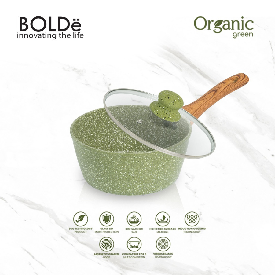 BOLDe Organic Green Sauce Pan 18cm + Lid BOLDE OFFICIAL SHOP