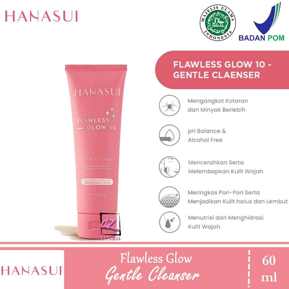 HANASUI Flawless Glow 10 Paket Day Cream, Night Cream, Gentle Cleanser- 3pcs