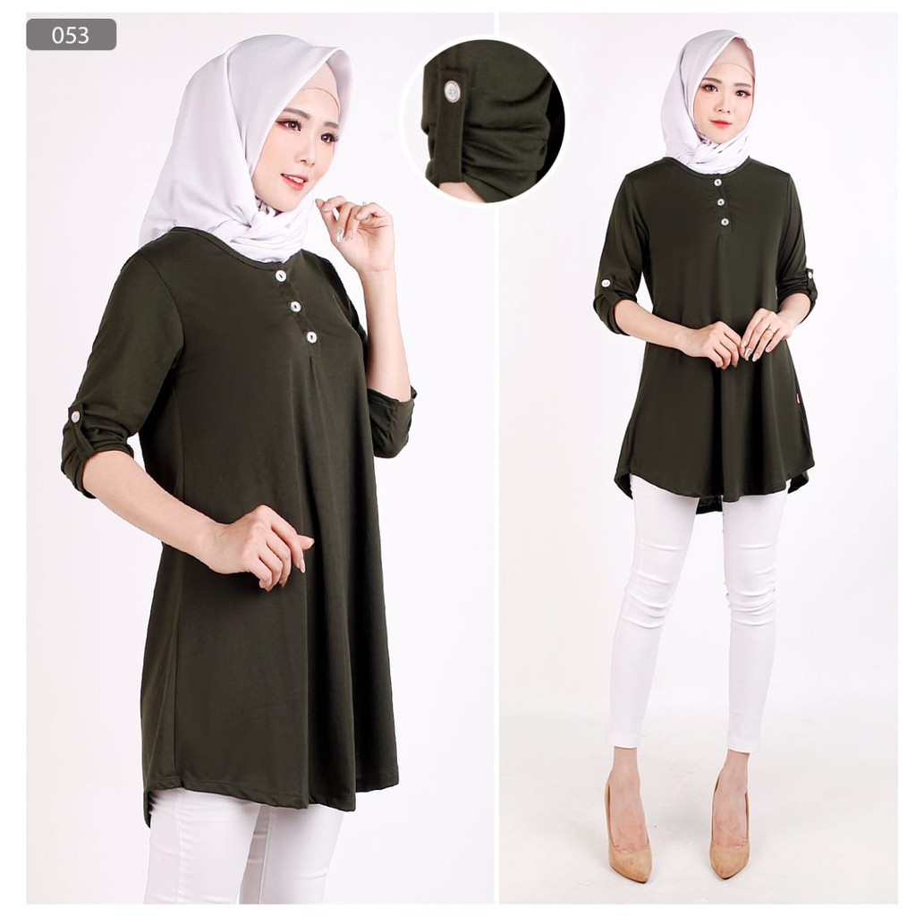 ATASAN WANITA BUSUI FRIENDLY KAOS FASHION JUMBO POLOS IBU-IBU KEKINIAN LENGAN 7/8 XLL (053 tgn 3/4)