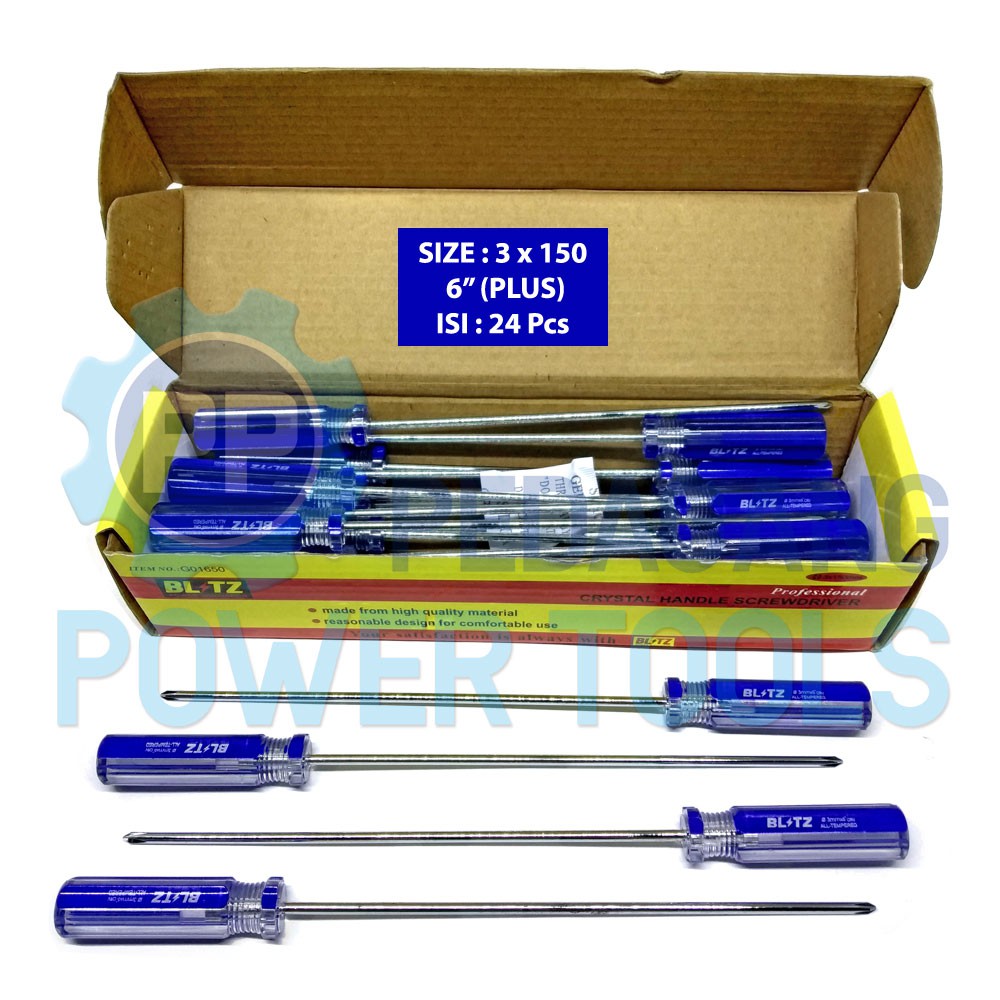 BLITZ OBENG RADIO PLUS 6 INCH ELEKTRONIK JAM SCREWDRIVER - 1 PAK 24 PC