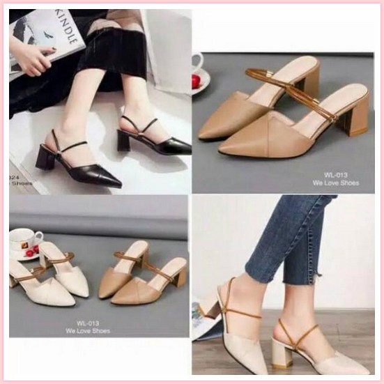 Heels Wanita Tali Depan Lebar Sintetis Vbab-037 Heels Hills Heel Sepatu Hak Tinggi Hak Tahu Sandal H