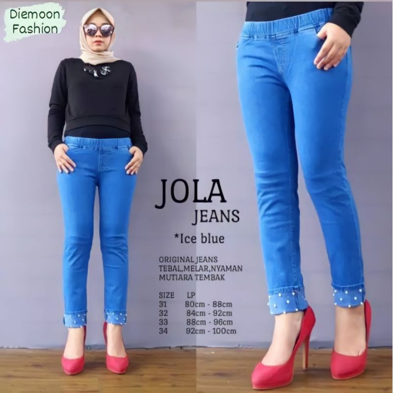 NEW!!MODIS CANTIK!!JOLA JEANS!! JEANS AKESEN MUTIARA DAN STRETCH