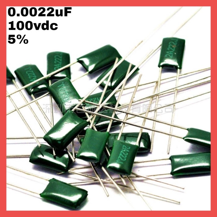 2.2nF 2n2 0.0022uF Capacitor Mylar 100v 5% Kapasitor Milar 2N222J