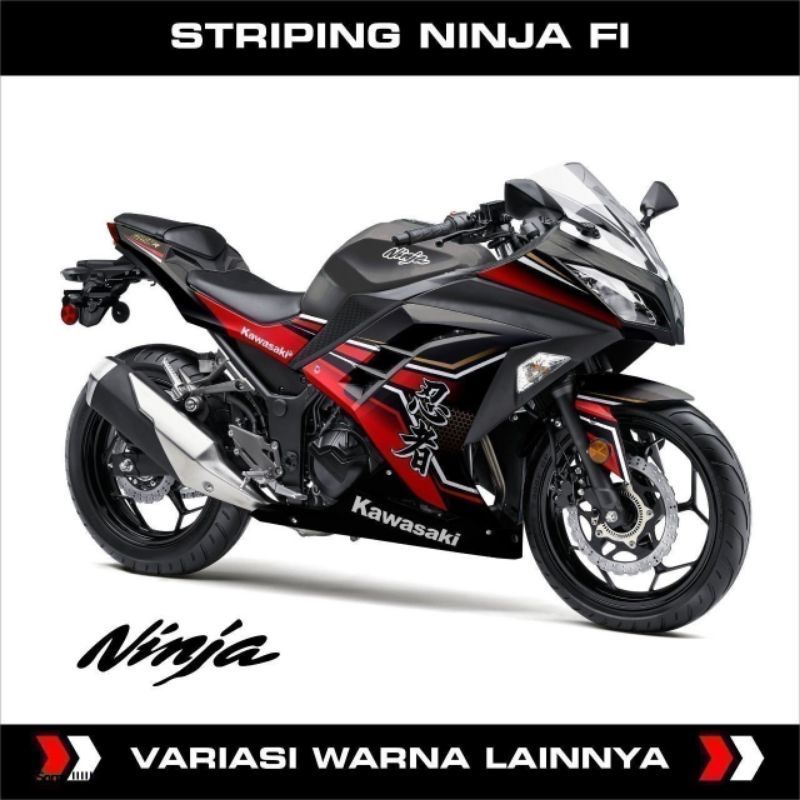Striping Decal Ninja 250 Fi Stiker Variasi Motif Kanji