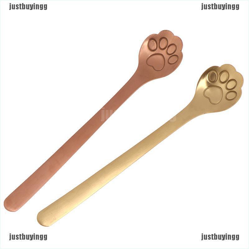 JB✪ 1Pc Stainless Steel Coffee Dessert Spoon Cat Paw Claw Spoon Stirring Spoon