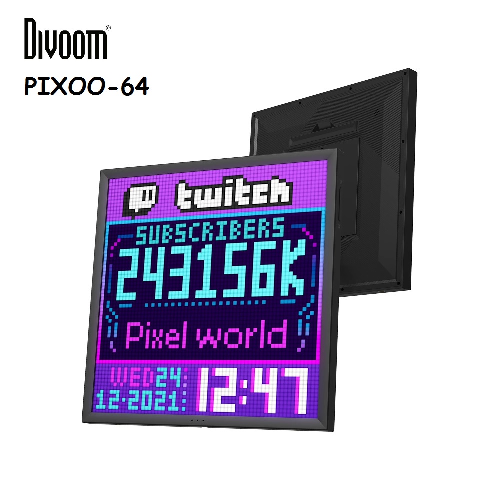 PIXOO 64 - WiFi Pixel Cloud Digital Frame LED App Control from DIVOOM - Frame Digftal Pixel Art 64 x 64 RGB LED dari DIVOOM