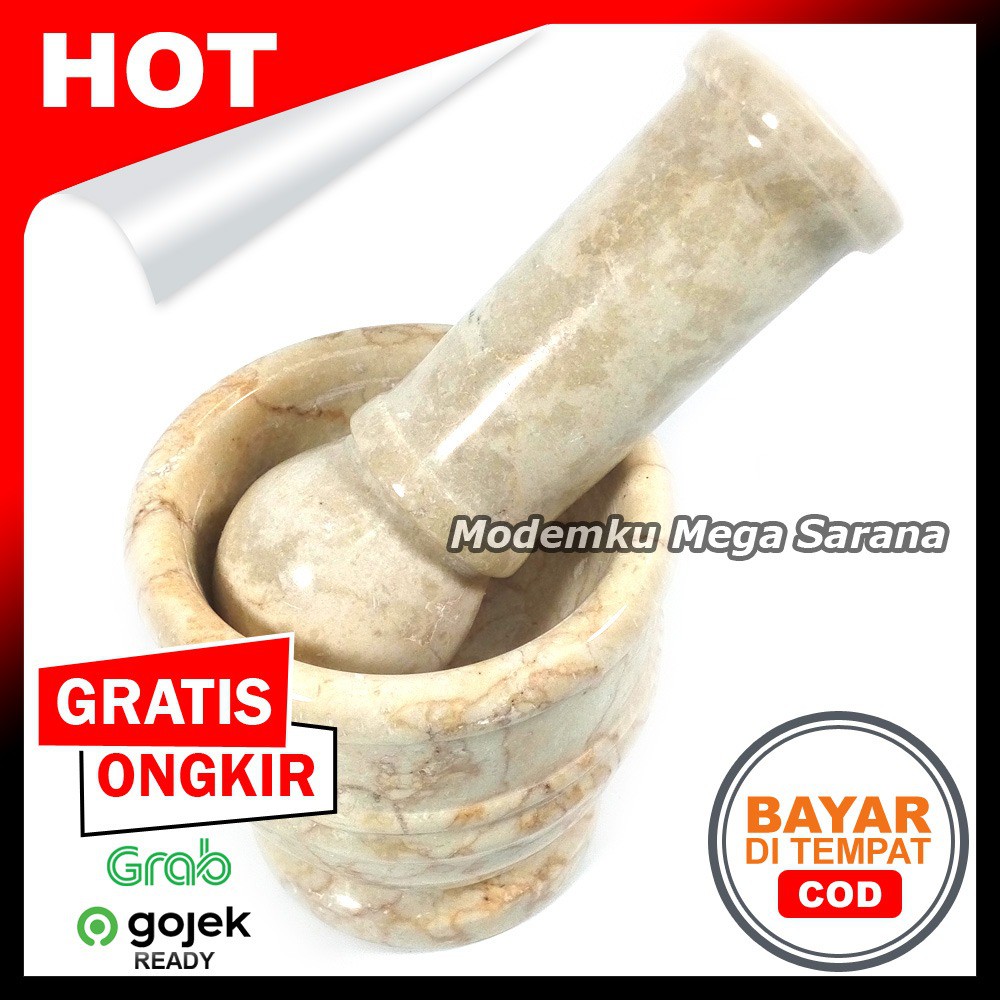 Mortar &amp; Pestle Marmer - Alat Penumbuk Obat | Lumpang Gerusan Obat