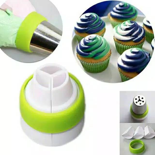 Head Coupler Rainbow Swirl Buttercream 3 warna / Head Coupling / Converter Spuit Dekorasi Kue