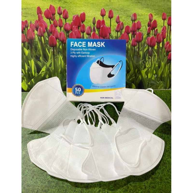 Masker duckbill putih garis isi 50 pcs