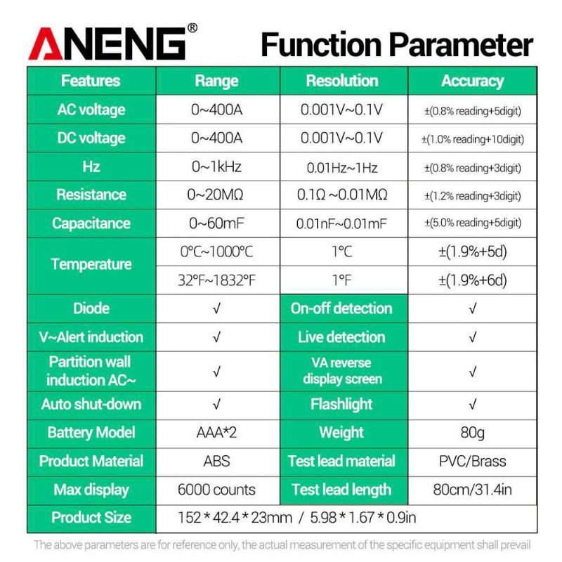 Tester Digital Multimeter Avometer Kapasitor ANENG-AN998