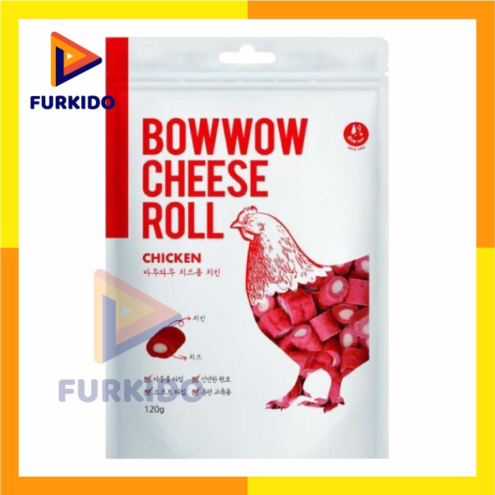 Bowwow Cheese Roll(Cheese+Chicken)120g Dogs Snack Anjing