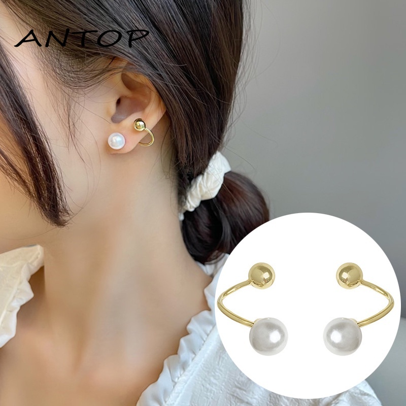 S925 Perak Korea Retro Anting Mutiara Fashion Anting Untuk Wanita Perhiasan Aksesoris ANTOP