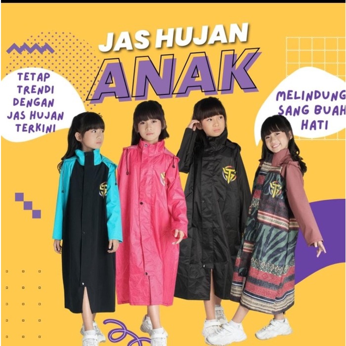 Jas Hujan Anak Twins19 Perempuan Laki Laki Motif Lucu - Raincoat Anak