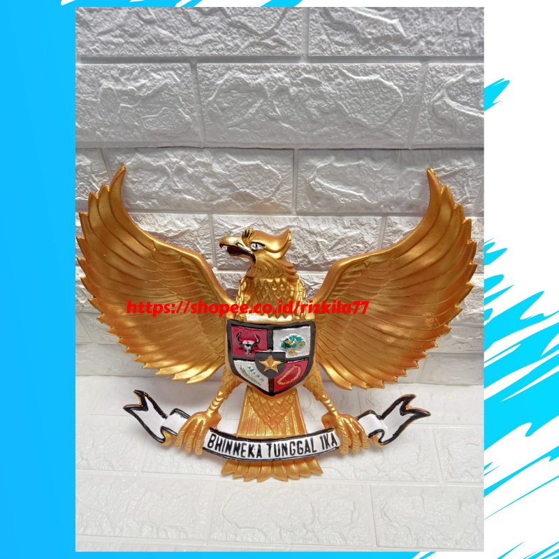 Hiasan Dinding Garuda 3 Dimensi Fiber Hiasan Dinding Logo Burung Garuda Gold Timbul 50x70cm