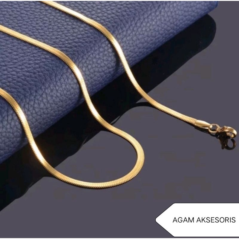 Agam Aksesoris/Kalung Titanium Model Pipah Gold/Kalung Titanium Anti Karat/Kalung Cowok Titanium/New Arrival/COD 3 mm