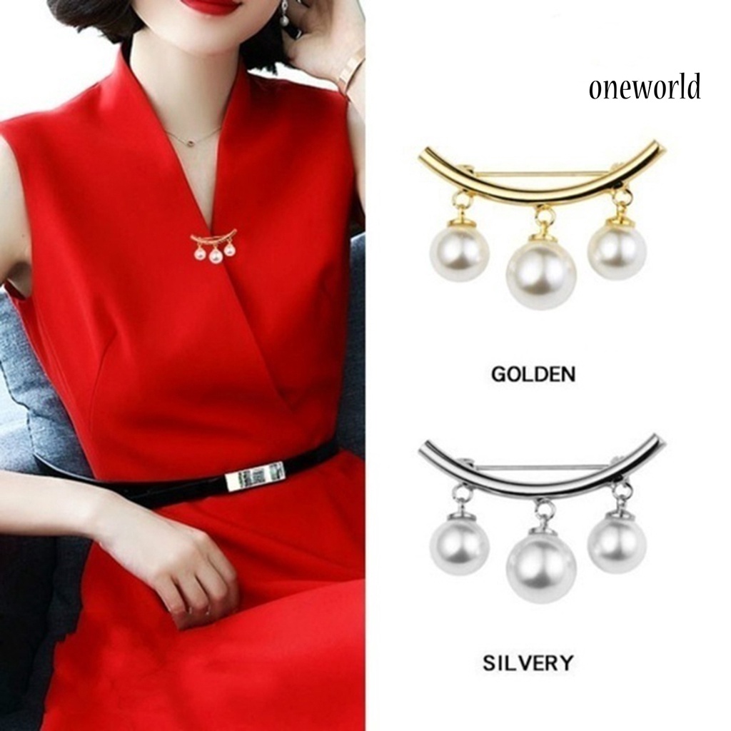 OW@ 2Pcs Brooch Stylish Elegant Faux Pearl Fashion Vintage Brooch for Wedding