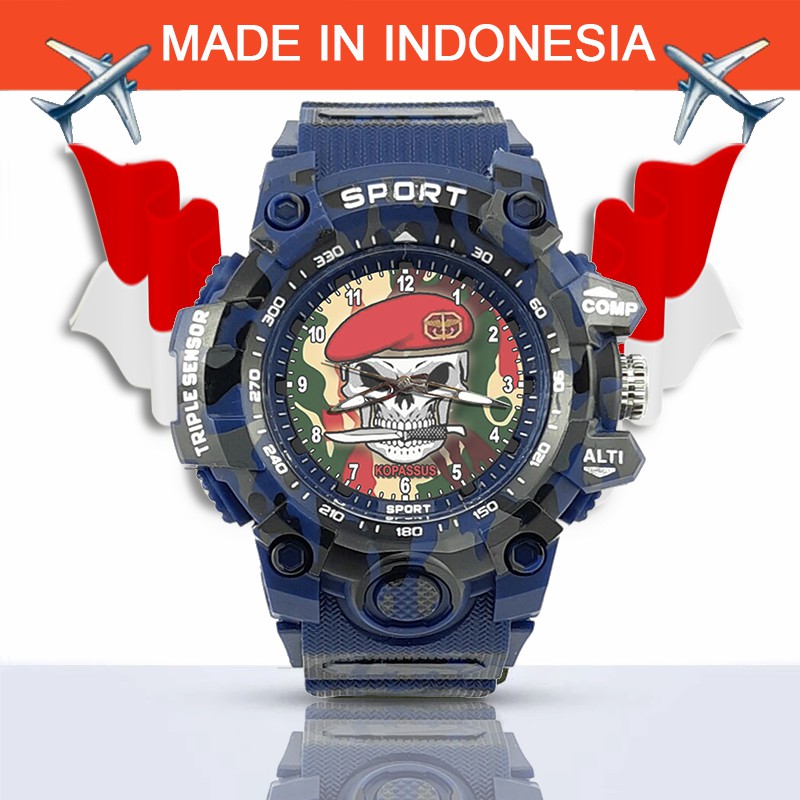 {Istimewa} Jam Tangan KOPASUS (KOMANDO PASUKAN KHUSUS) -Biru Army Water Resistant