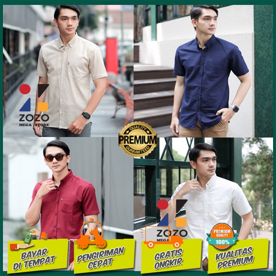 Kemeja Polos Lengan Pendek / Kemeja Pria Lengan Pendek Casual JUMBO XXXL