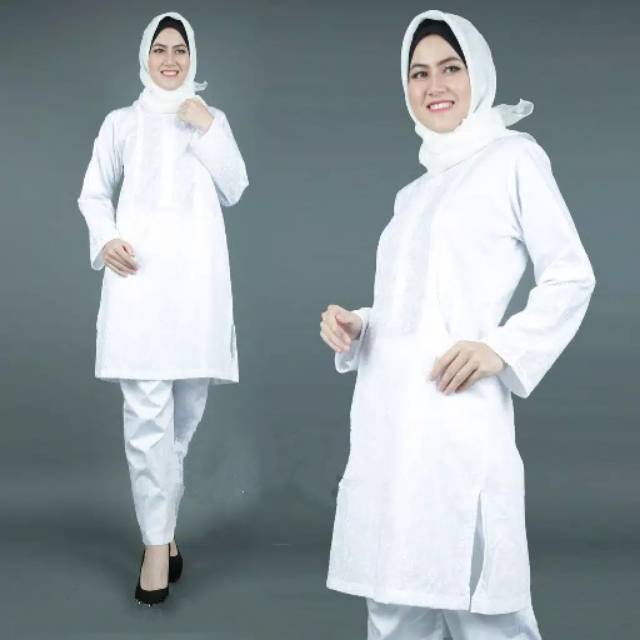 Baju gamis warna putih / Gamis putih wanita / Baju gamis wanita warna putih