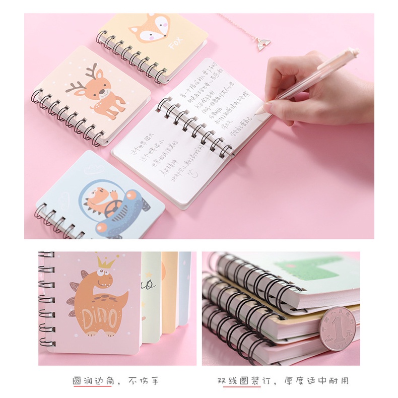 Buku Kecil Mini Book Anak Anak Lucu Notes A7 Catatan Harian Sekolah Memo Pad Note Book Untuk Siswa Unik Animasi Hewan Garis / Polos Sketchbook