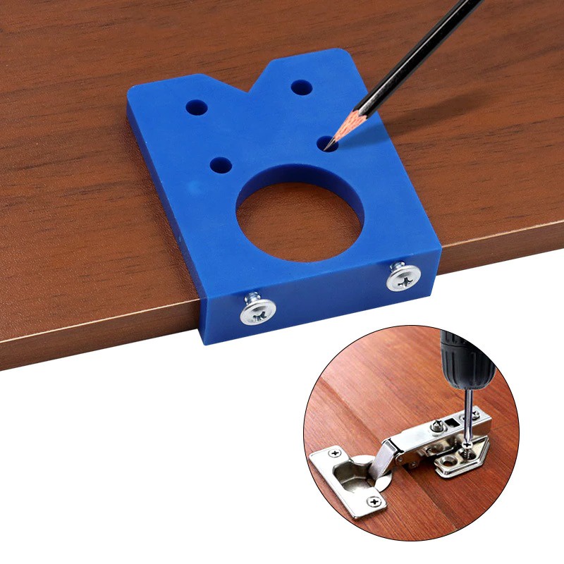 Alat Bantu Bor Engsel Pintu Hinge Hole Drill Guide Woodworking Locator Positioner 35 mm - CDB35 - 7ROTBTBL Blue