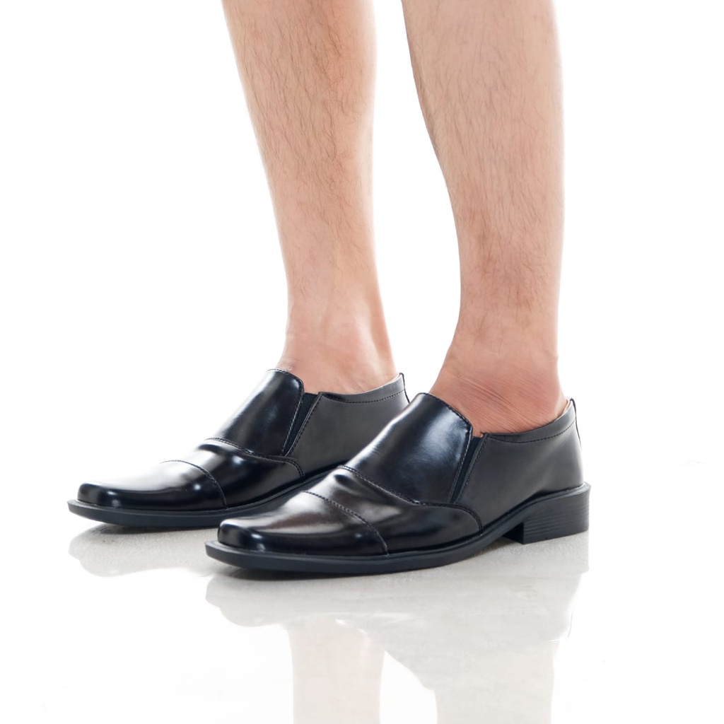 COD - SEPATU KULIT PRIA CASUAL - SEPATU KANTOR PRIA CASUAL - PANSUS HITAM