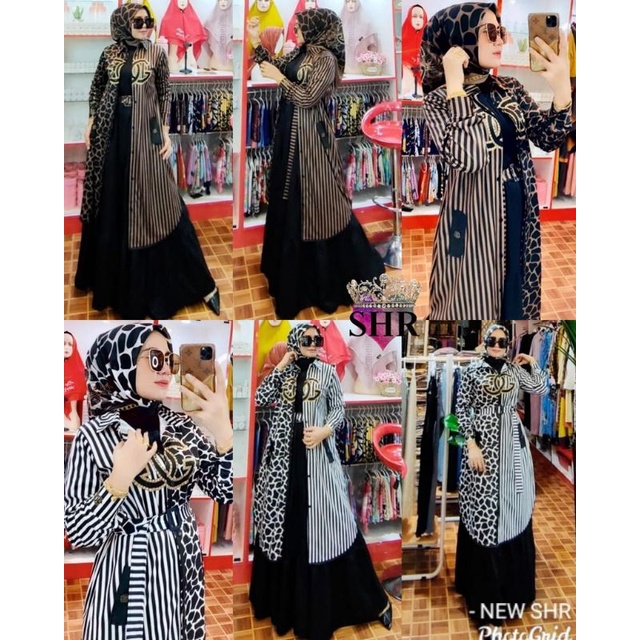 SET LEKMONG OUTER SALUR COMBI LEOPARD BY SHR