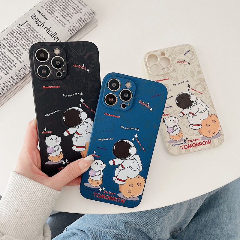 Case Bahan Silikon Cair Desain Anjing Astronot Untuk Iphone 13 11 12 Pro max xr xsmax 7 8 plus