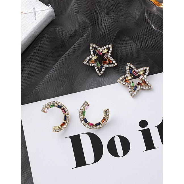 LRC Anting Tusuk Fashion Diamond Pentagram Earrings D63795