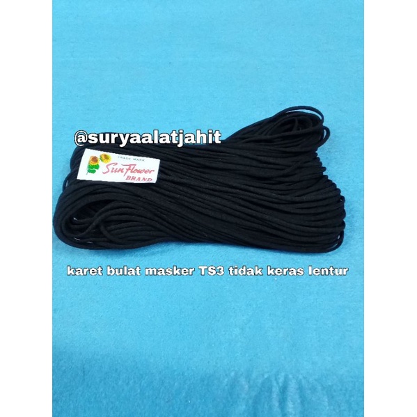 karet bulat masker TS3(3mm)@36yard tidak keras lentur hitam =rp.10.500/1bungkus