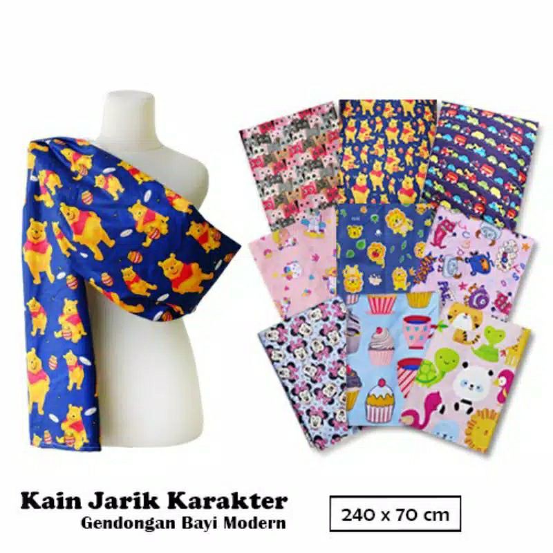 KAIN GENDONGAN BAYI MODERN /SELENDANG CUKIN JARIK MOTIF KARAKTER / KAIN GENDONG
