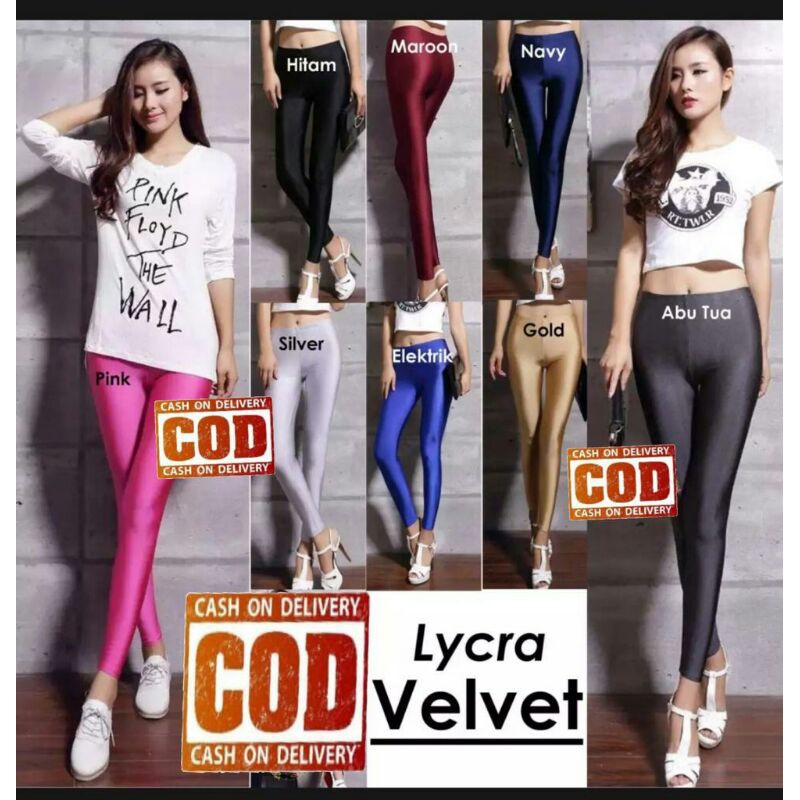 Celana legging mengkilap bahan Lycra