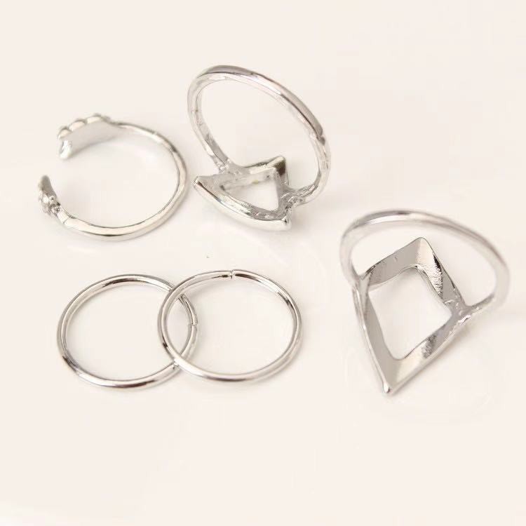 [Bayar Di Tempat]5 Pcs Cincin Set Knuckle Midi Bertumpuk / Set Cincin Knuckle Import