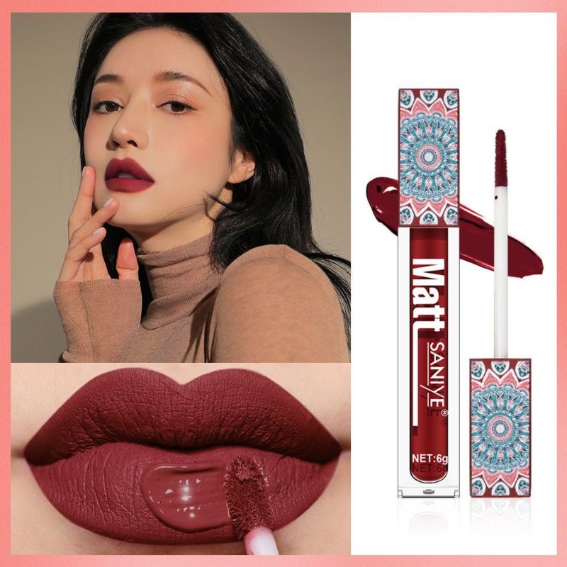 SANIYE L1181 Matte Liquid Lip Tint Lipstik Tahan Air 4g 9 warna