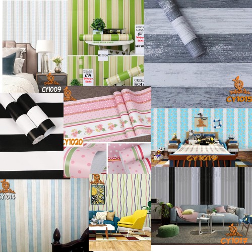 BAYAR DITEMPAT Wallpaper Dinding All Motif Garis Salur Bunga Kembang Batik Shabby Premium 45cm X 10m