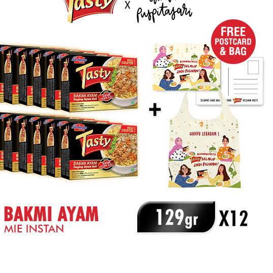 

[KODE 75] Mie Sedaap Tasty x DindaPS (12 Bakmi Ayam) - Free Totebag & Kartu Ucapan Lebaran TERLARIS!