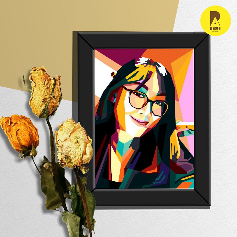 Lukisan Wajah Wpap Pop Art 1 wajah A5 + Bingkai ( Bisa COD) | Custom Suka Suka