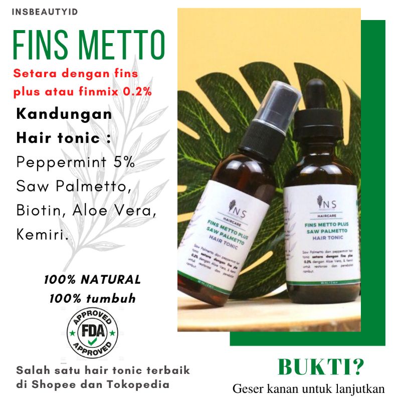 Fins Metto METTOMINT Saw Palmetto Peppermint Hair Tonic Rambut Alami dht bloker dht blocker INSBEAUTYID 60 ML BUKAN MINOXIDIL FINMIX