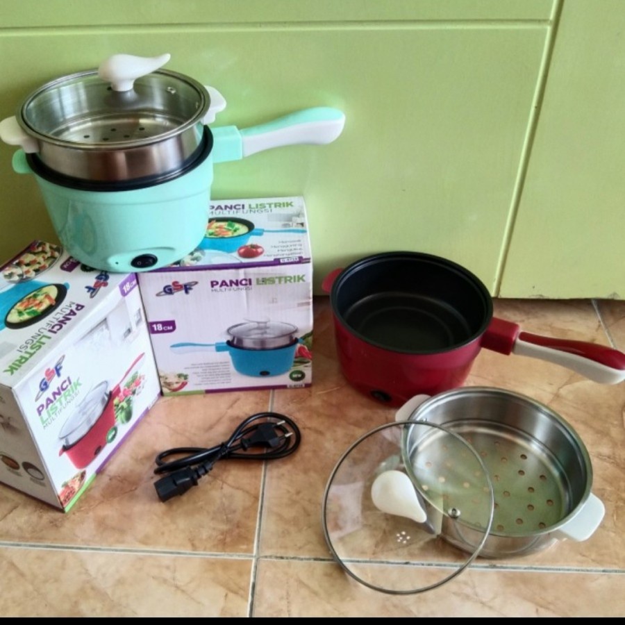 Panci Mini Elektrik 18cm Multifungsi Electric Fry Pan Listrik Kukus goreng serbaguna dapur kitchen