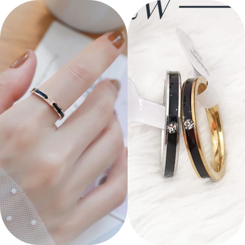 4s grosir solo || Cincin titanium anti karat || Cincin Couple Titanium Anti Karat Aksen Berlian Imitasi untuk Pria / Wanita