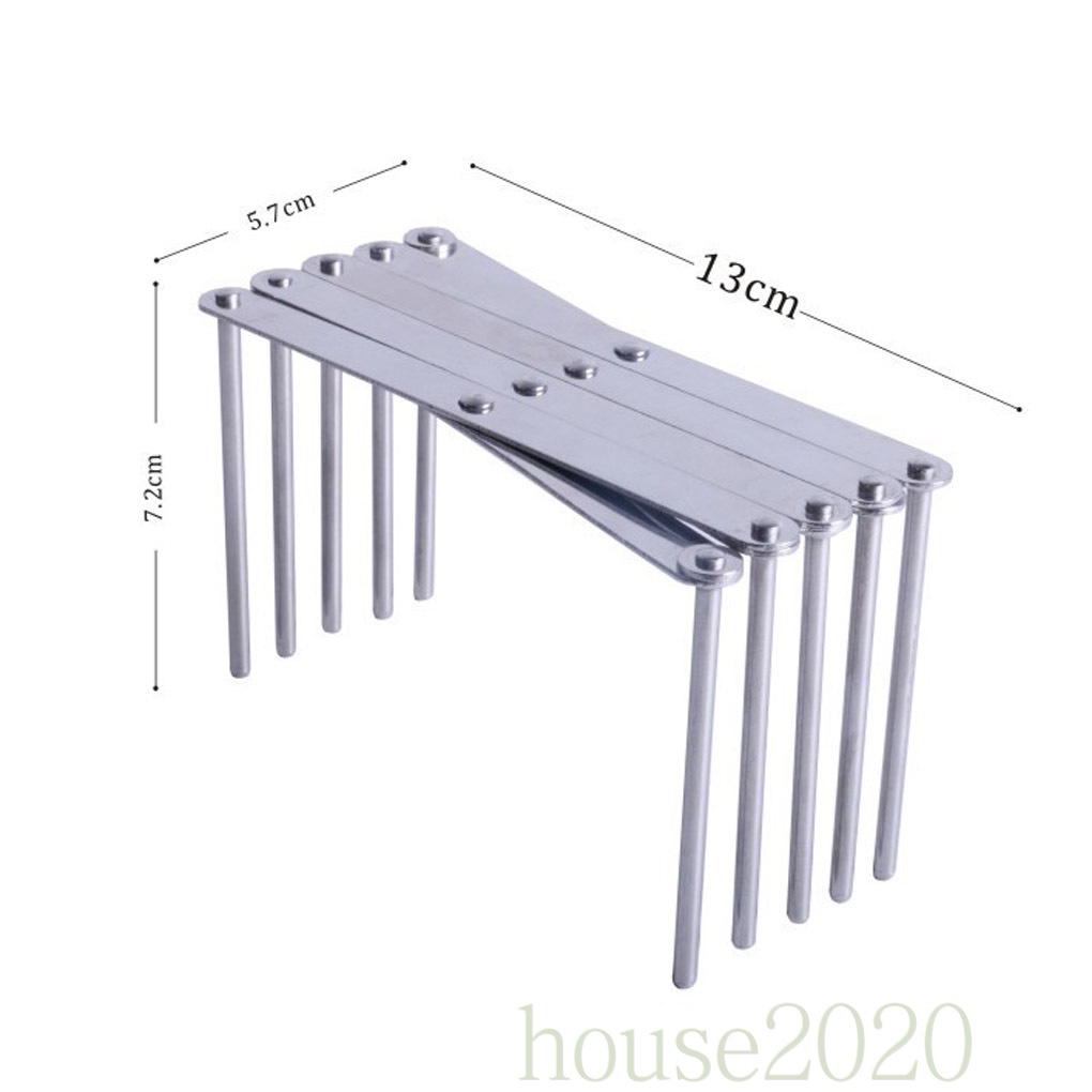 [house2020]Extendable Pot Lid Holders Multipurpose Steamer Rack Flexible Plate Organizer Stainless Steel Adjustable Tray Holder