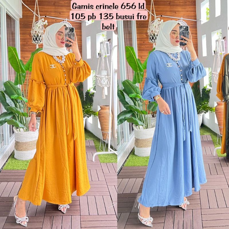 Gamis Crinkle Terbaru / Gamis Rubiah Terbaru / Gamis Jumbo Terbaru / Midi Dress Crinkle Terbaru / Mi